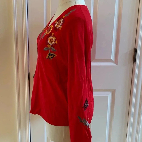 Inc INTERNATIONAL CONCEPTS Red Femme Sweater Top Plus 2X Embroidered - Picture 6 of 10